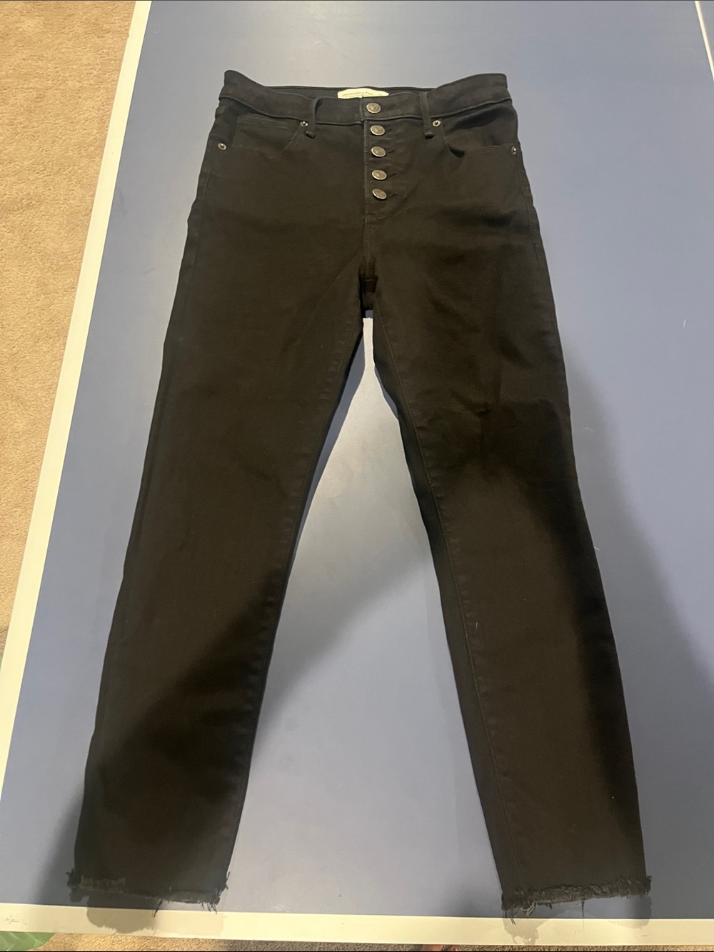 Abercrombie & Fitch Black Button-Fly Skinny Jeans